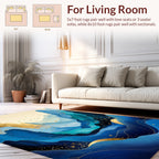Blue And Gold Mountain Landscape Design Rug