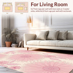Pink Cream Daisy Outline Rug