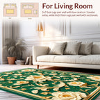 Grand Floral Emerald Gold Ornament Pattern Rug