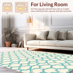 Aqua Arabesque Geometric Pattern Rug