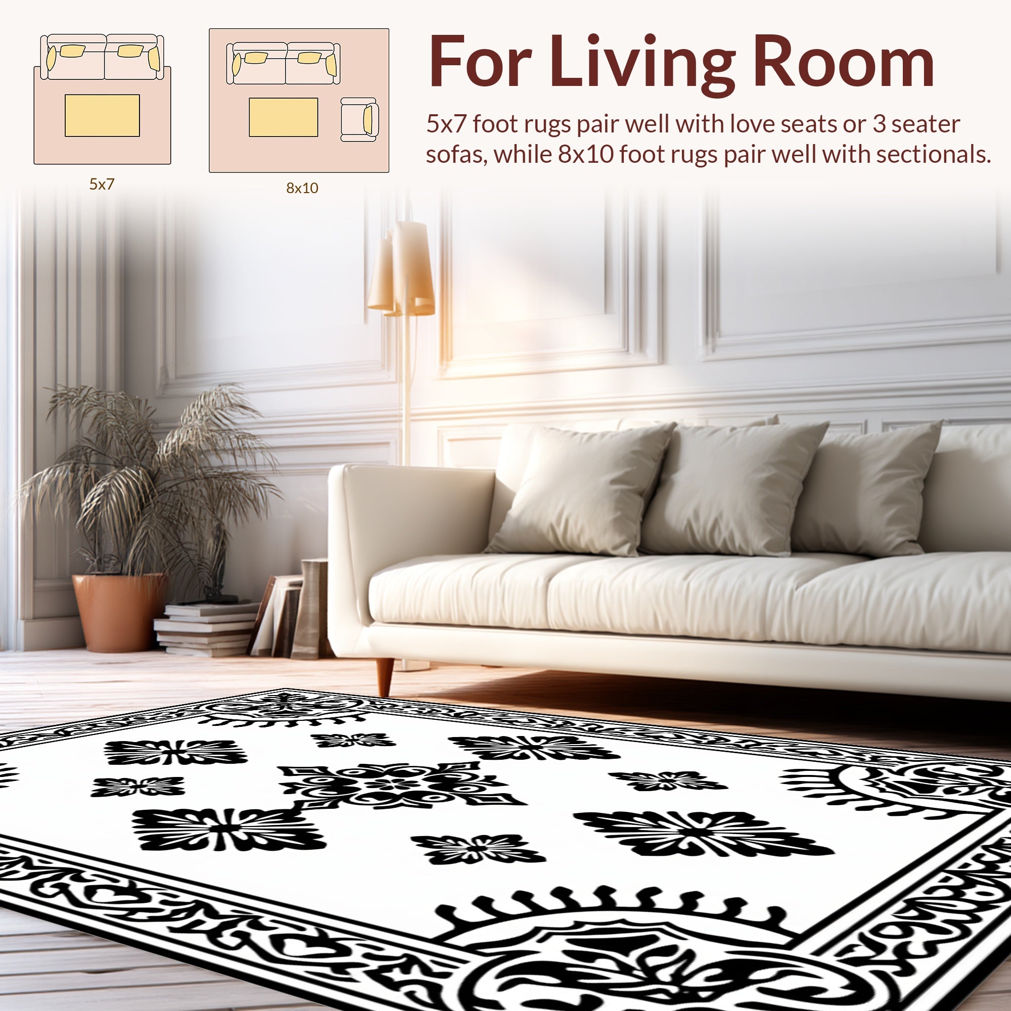 Classic Floral Scroll Pattern Rug