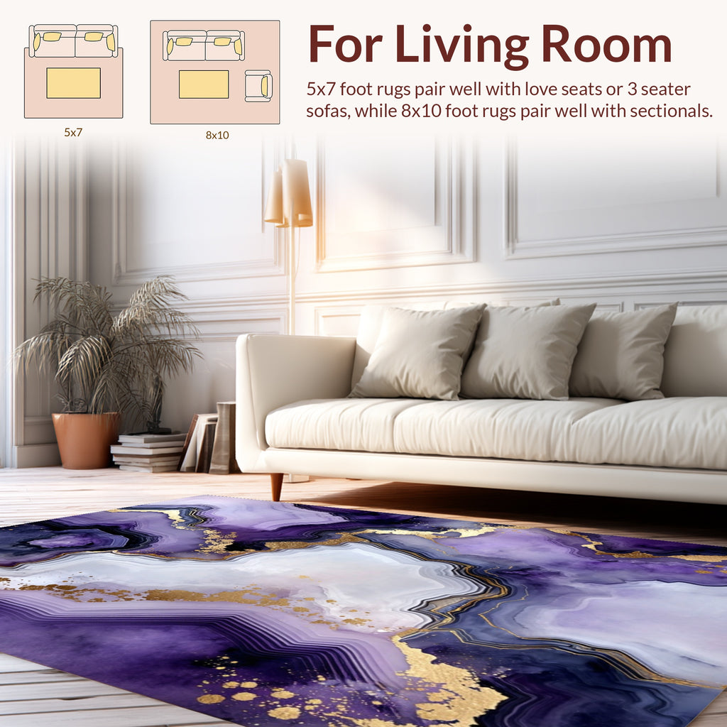 Amethyst Gold Veined Abstract Rug