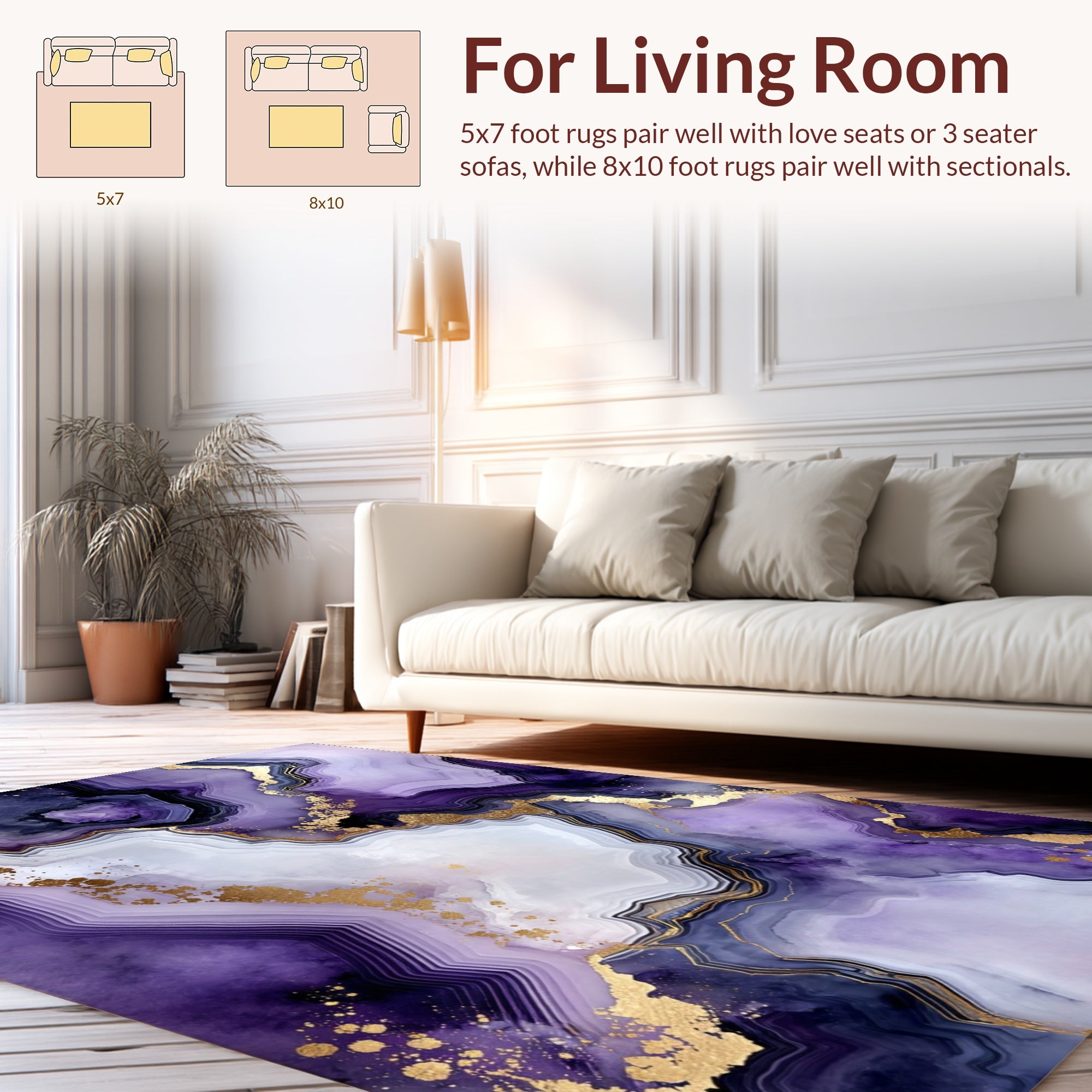 Amethyst Gold Veined Abstract Rug