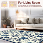 Classic Blue Floral Vine Pattern Rug