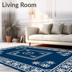 Nautical White Pine Snowflake Border Rug