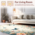 Pastel Floral Butterfly Garden Scenic Rug