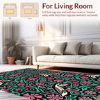 Pink Floral Bird Pattern Rug