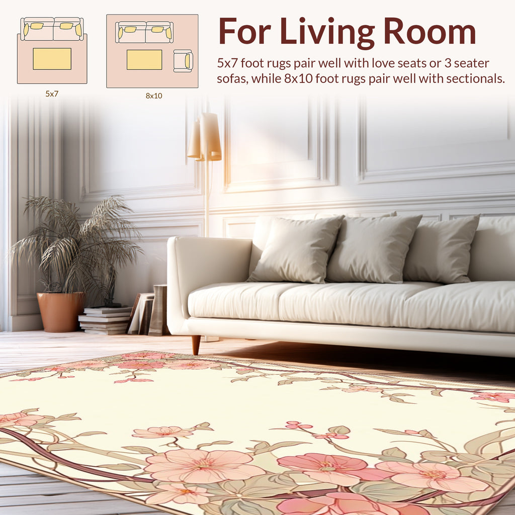 Art Nouveau Floral Vine Patterned Rug