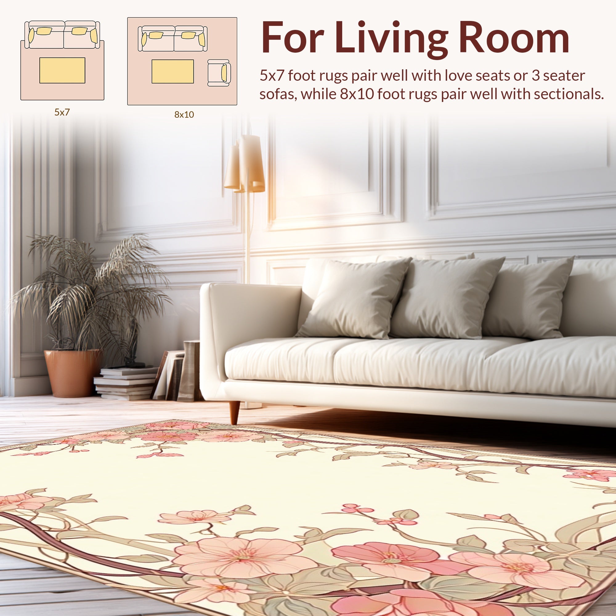 Art Nouveau Floral Vine Patterned Rug