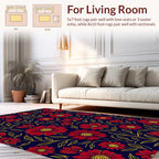 Red Floral Pattern with Yellow Outline Rug