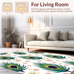 Whimsical Peacock Feather Floral Pattern Rug