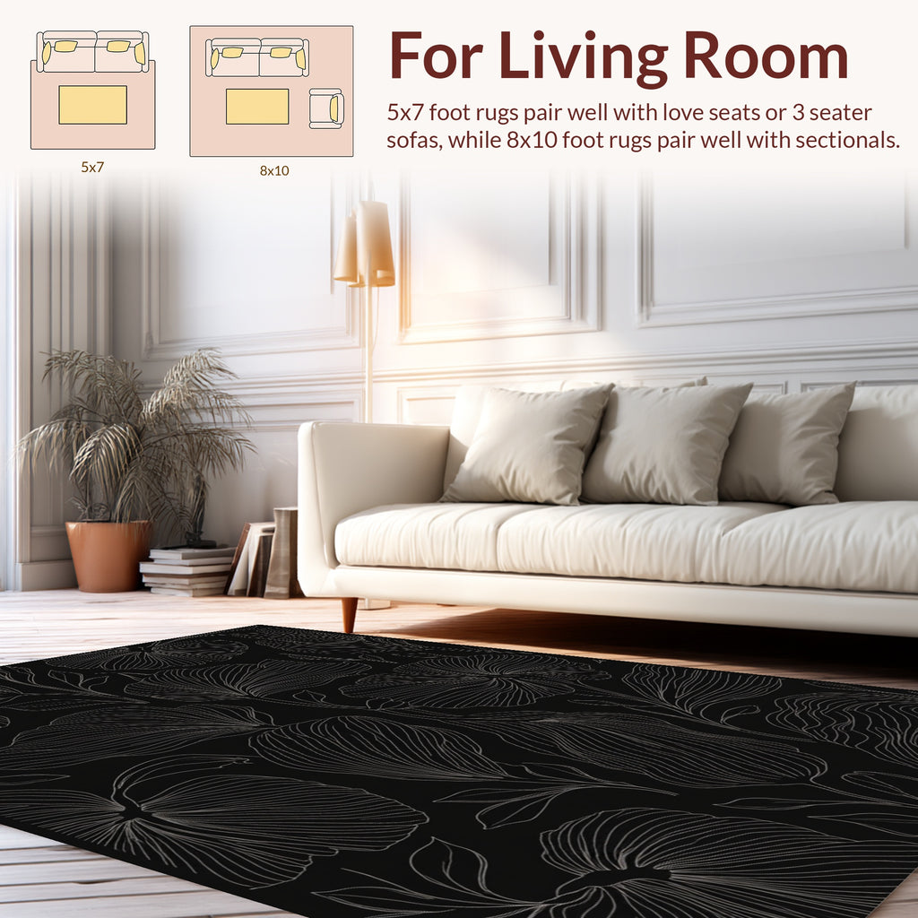 Elegant Floral Outline Pattern Rug