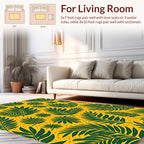 Tropical Leaf Patterned Yellow Rug