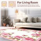 Pink Rose Floral Border Design Rug
