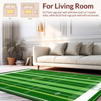 Green And White Striped Football Field Rug