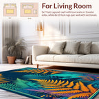 Vibrant Tropical Fern Leaf Pattern Rug