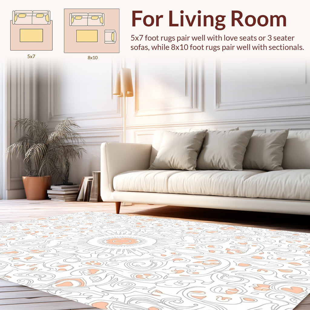 Delicate Floral Swirls Pastel Pattern Rug
