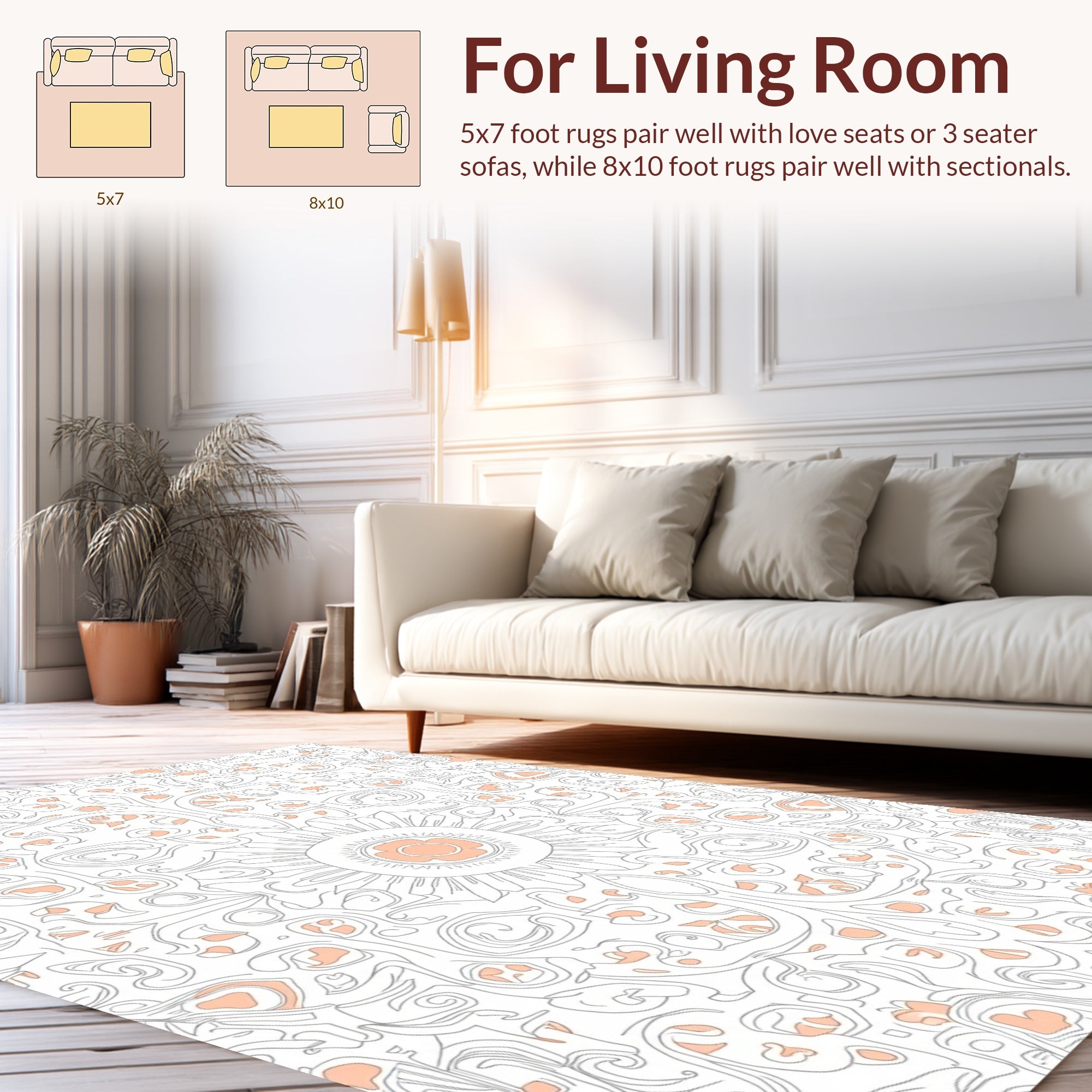 Delicate Floral Swirls Pastel Pattern Rug