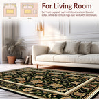 Elegant Black Floral Patterned Rug