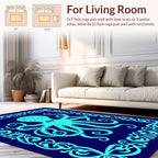 Aqua Octopus With Ornate Border Rug