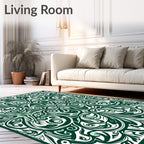 Emerald Botanical Swirl Scroll Rug
