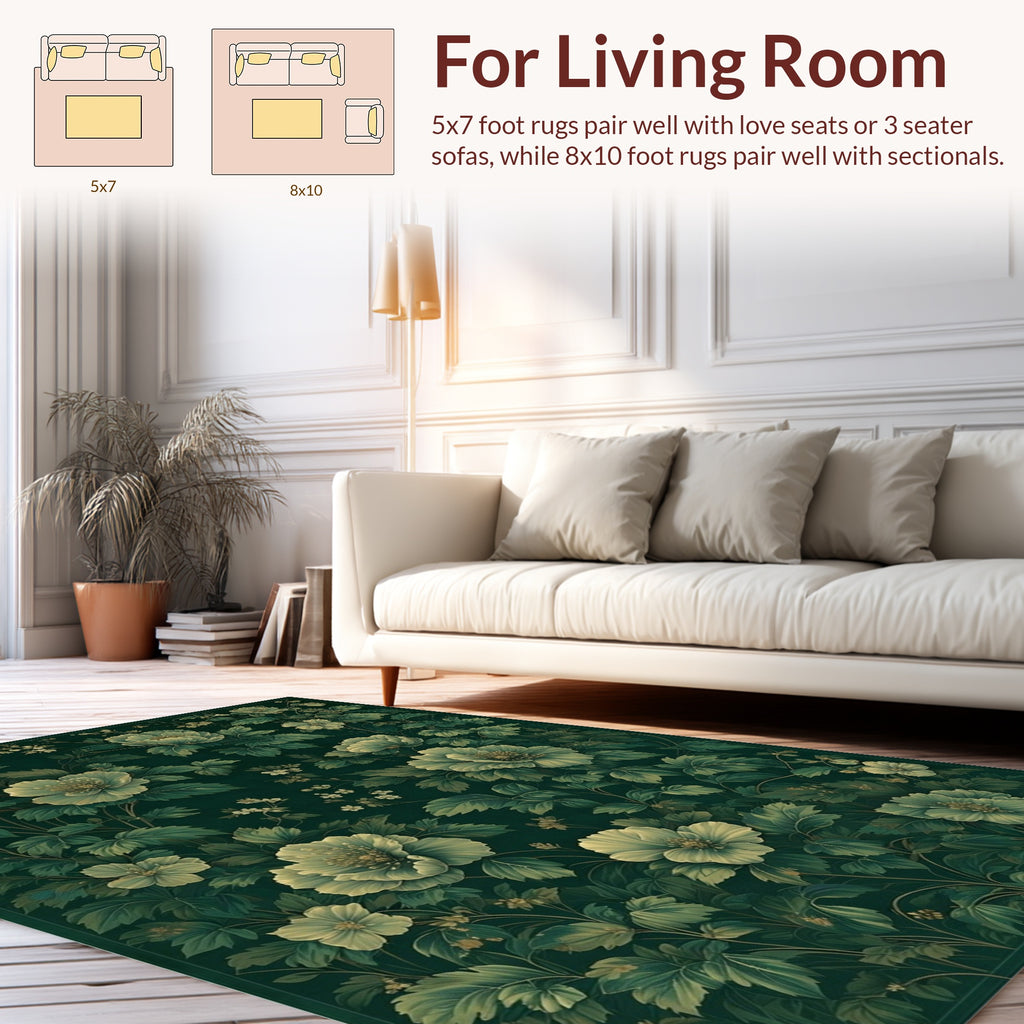Dark Floral Garden Pattern Rug