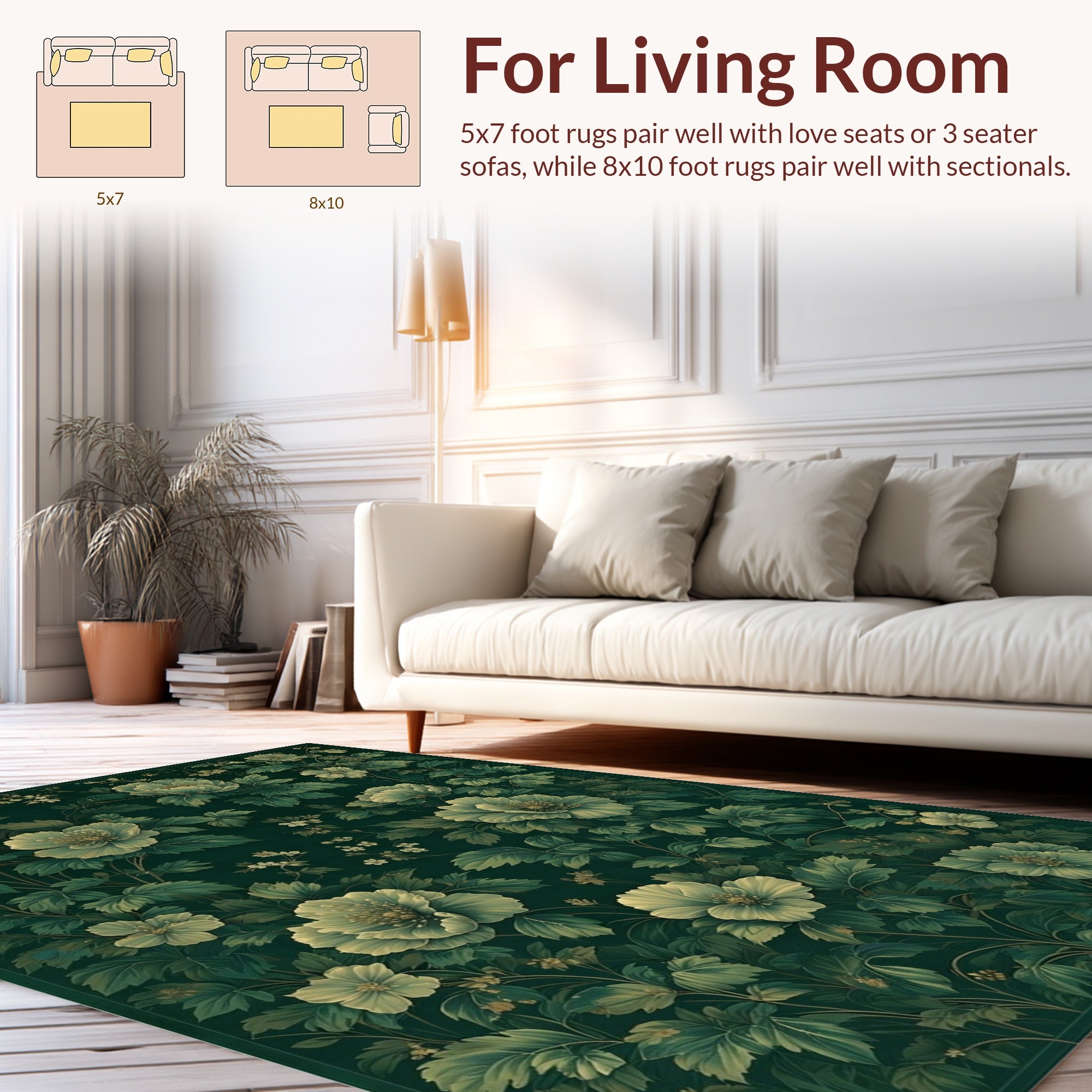 Dark Floral Garden Pattern Rug
