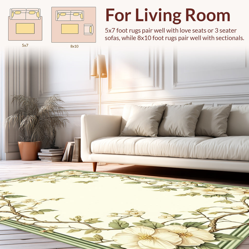 Floral Vine with Cream Blooms Rug