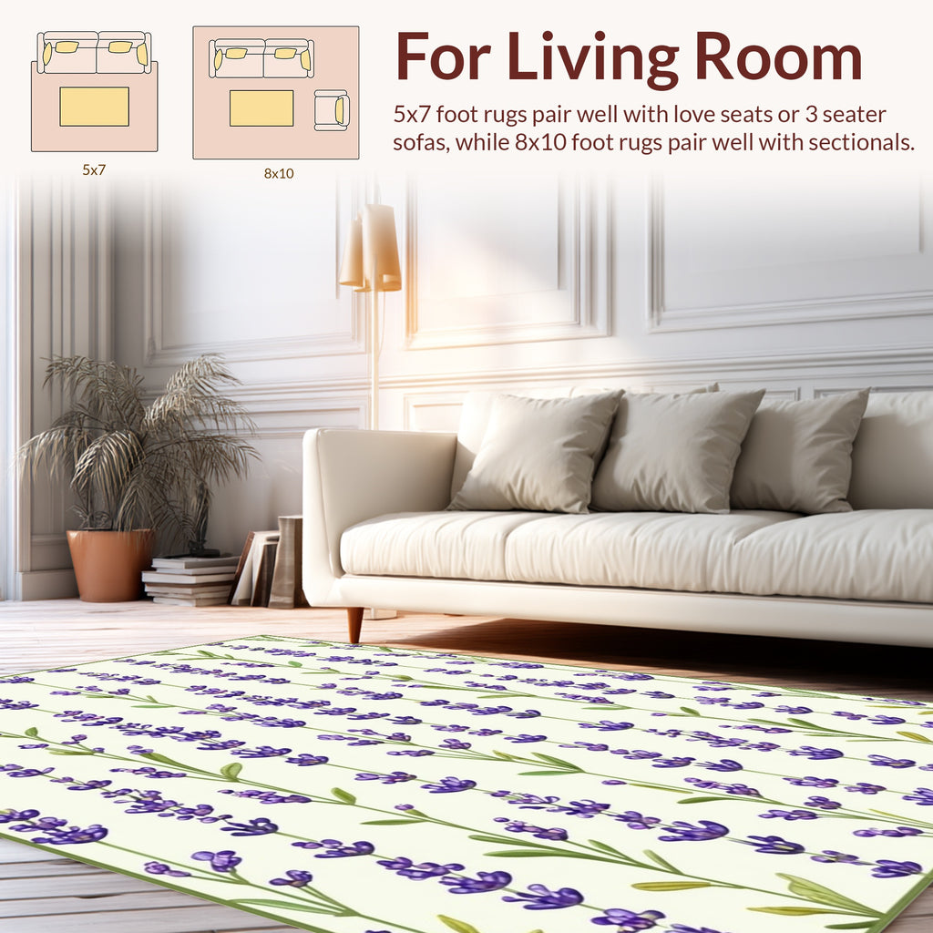 Delicate Purple Lavender Sprays Print Rug