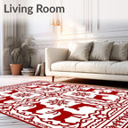 Red Deer Snowflakes Festive Border Rug