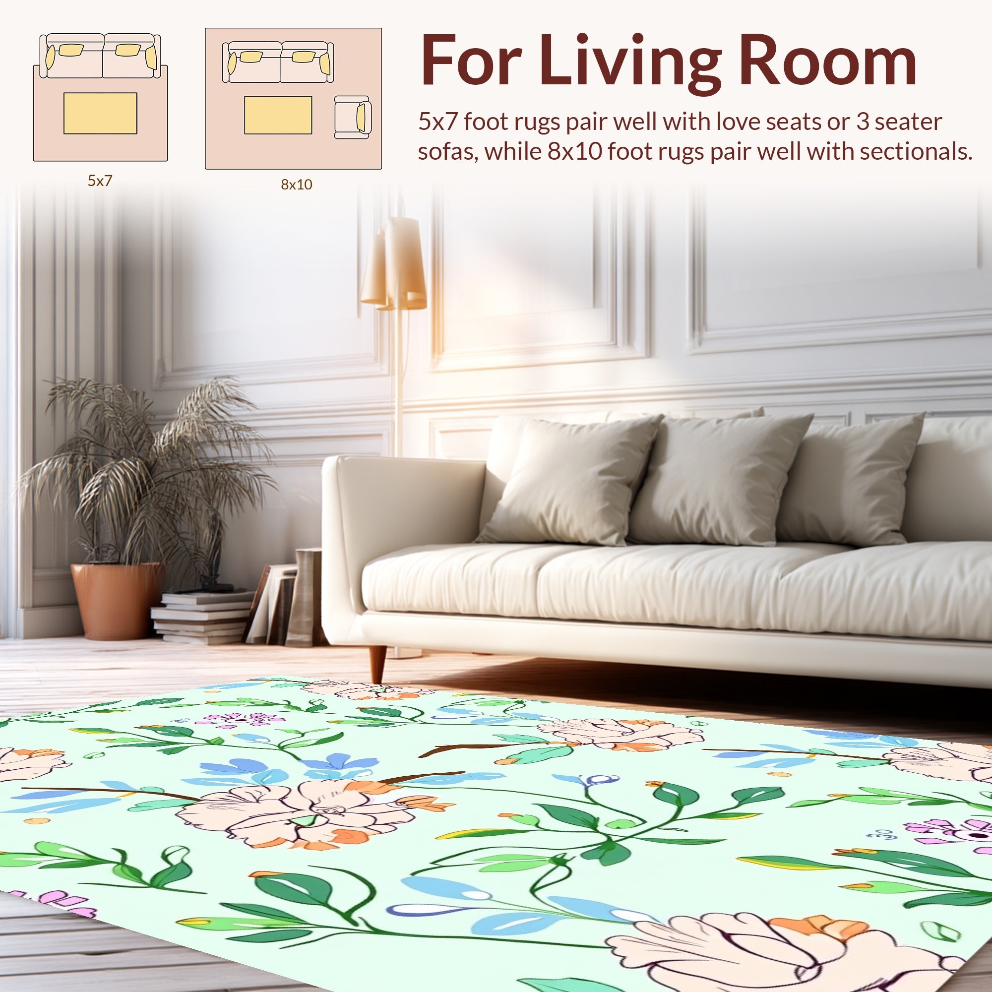 Pastel Botanical Whimsy Pattern Rug