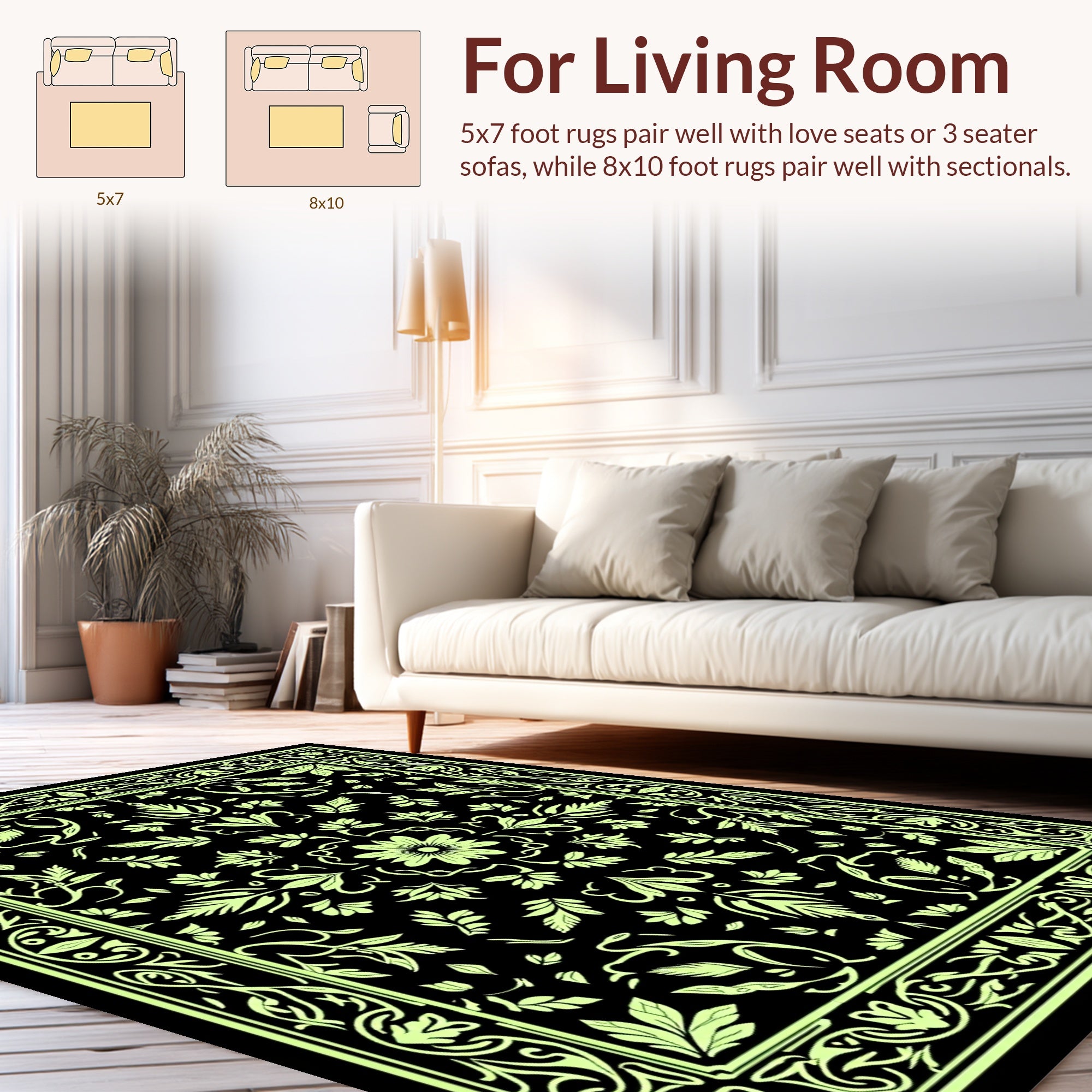 Art Nouveau Botanical Floral Pattern Rug