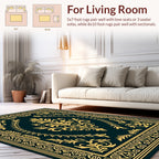 Ornate Gold Floral Damask Design Rug