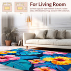 Vibrant Tropical Hibiscus Floral Pattern Rug