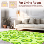 Lime Green Round Botanical Pattern Rug