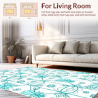 Teal Geometric Floral Arrangement Rug