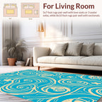 Aqua Swirls And Abstract Stars Rug