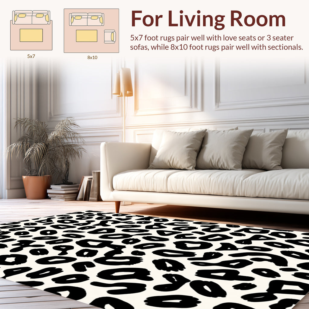 Abstract Black Leopard Spots Pattern Rug