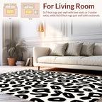 Abstract Black Leopard Spots Pattern Rug