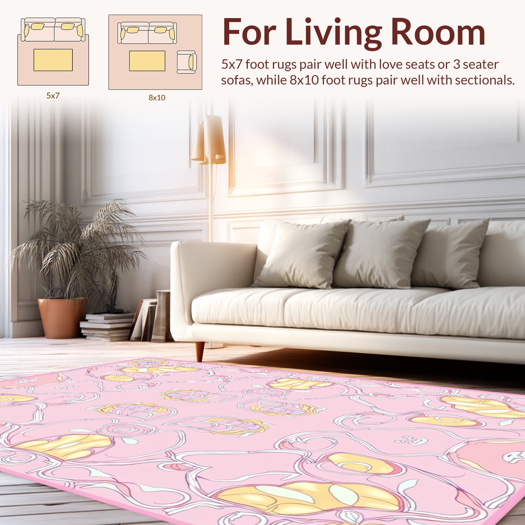 Art Nouveau Swirls and Floral Pattern Rug