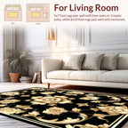 Golden Floral Scrollwork Pattern Rug
