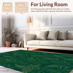 Elegant Green Leaf Botanical Pattern Rug