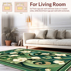 Elegant Floral Swirls Green Rug