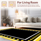 Bold Yellow Geometric Bordered Rug