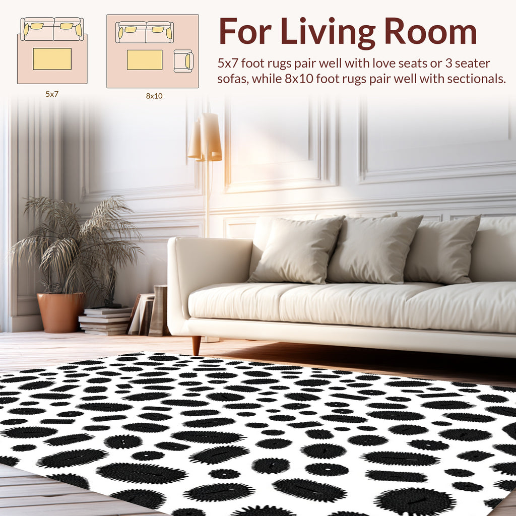 Black Abstract Organic Shapes Rug