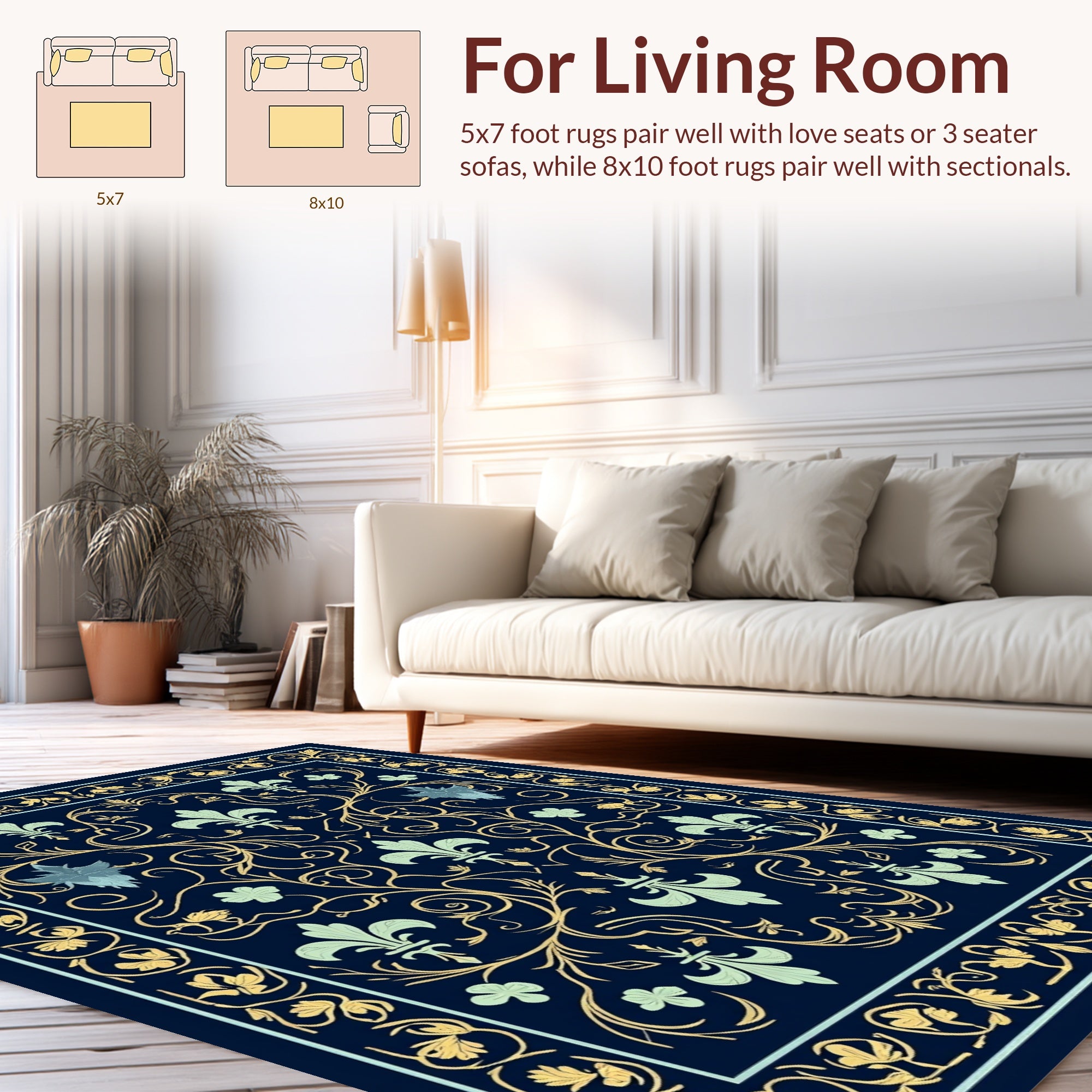 Elegant Floral Swirls With Fleur De Lis Rug