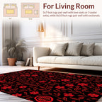 Bold Red Floral Vine Pattern Rug