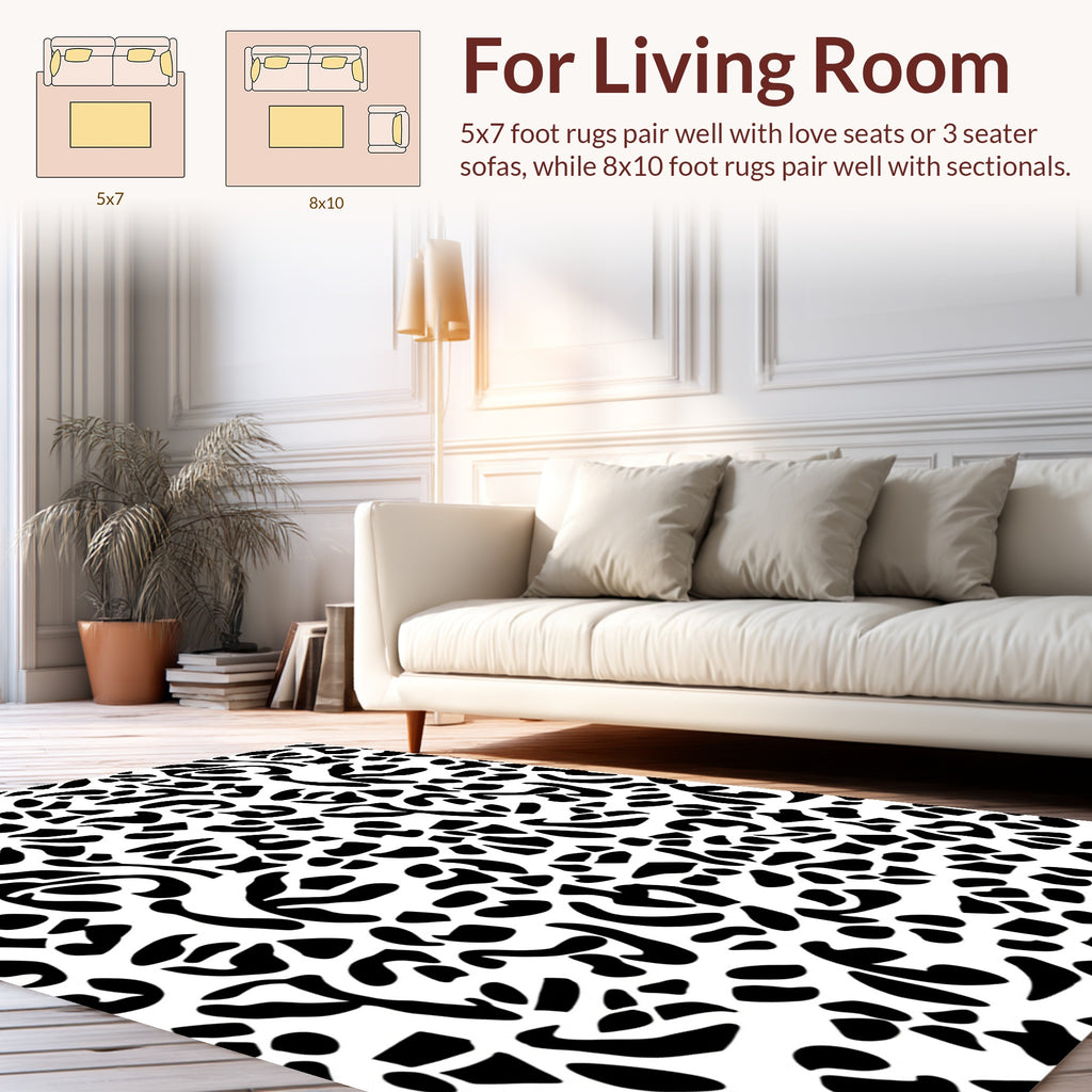 Abstract Black Print Pattern Rug