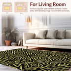 Abstract Yellow Line Art Pattern Rug