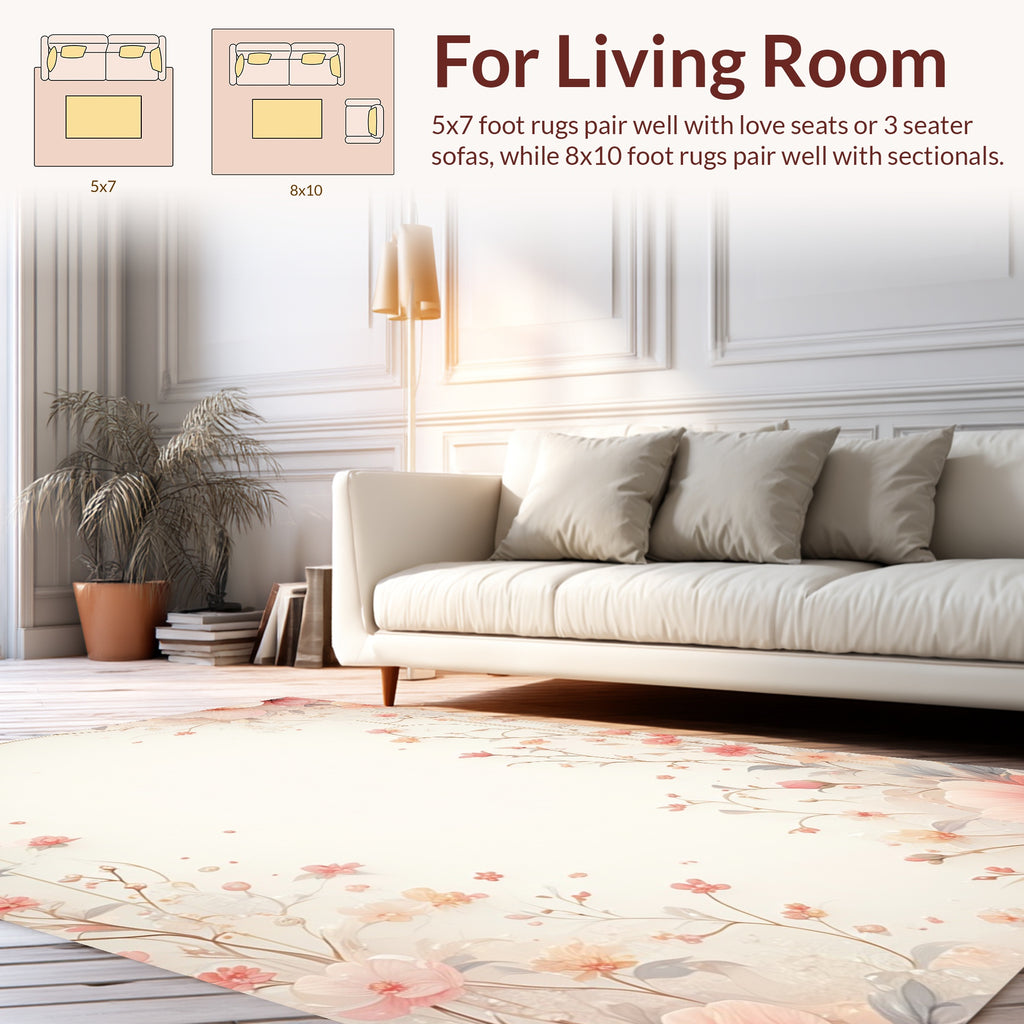Soft Floral Garden Vines Pattern Rug